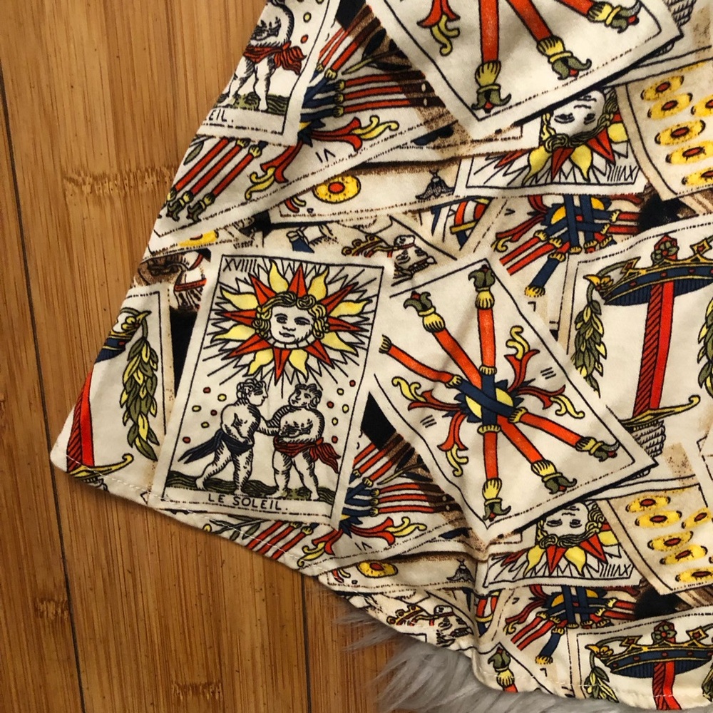 Vintage Eva Rose Retro Novelty Tarot Print Belted Fit Flare Mini Dress size M/L - Picture 8 of 11